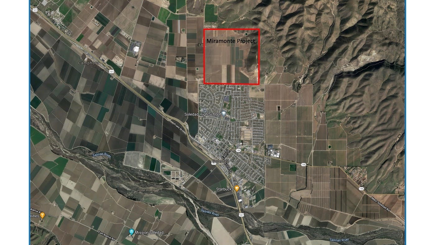 The proposed Miramonte Annexation shown in red on an aerial image.