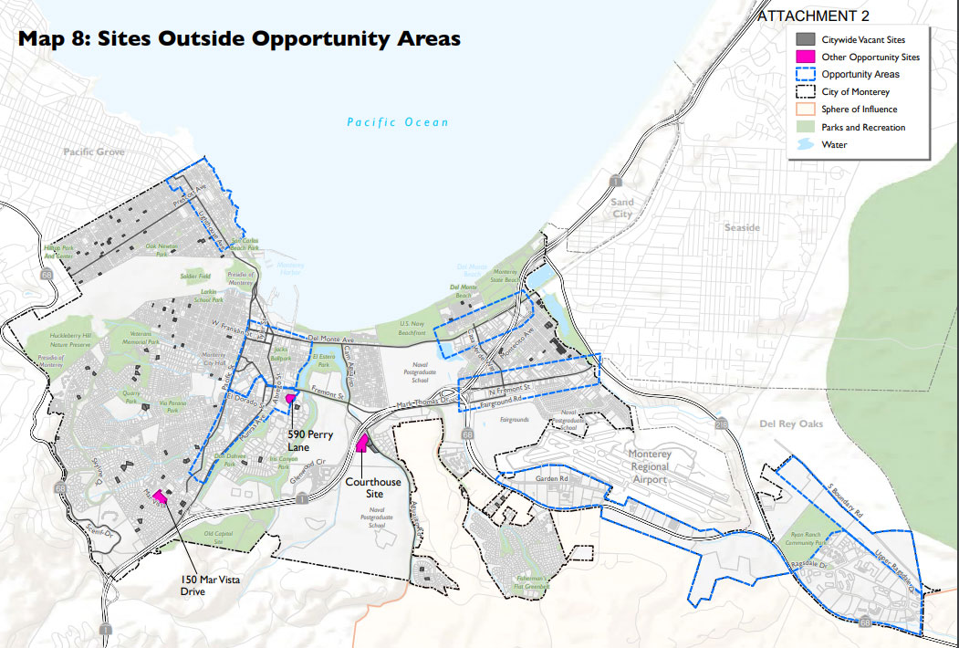 Housing opportunity sites mapped in Monterey.